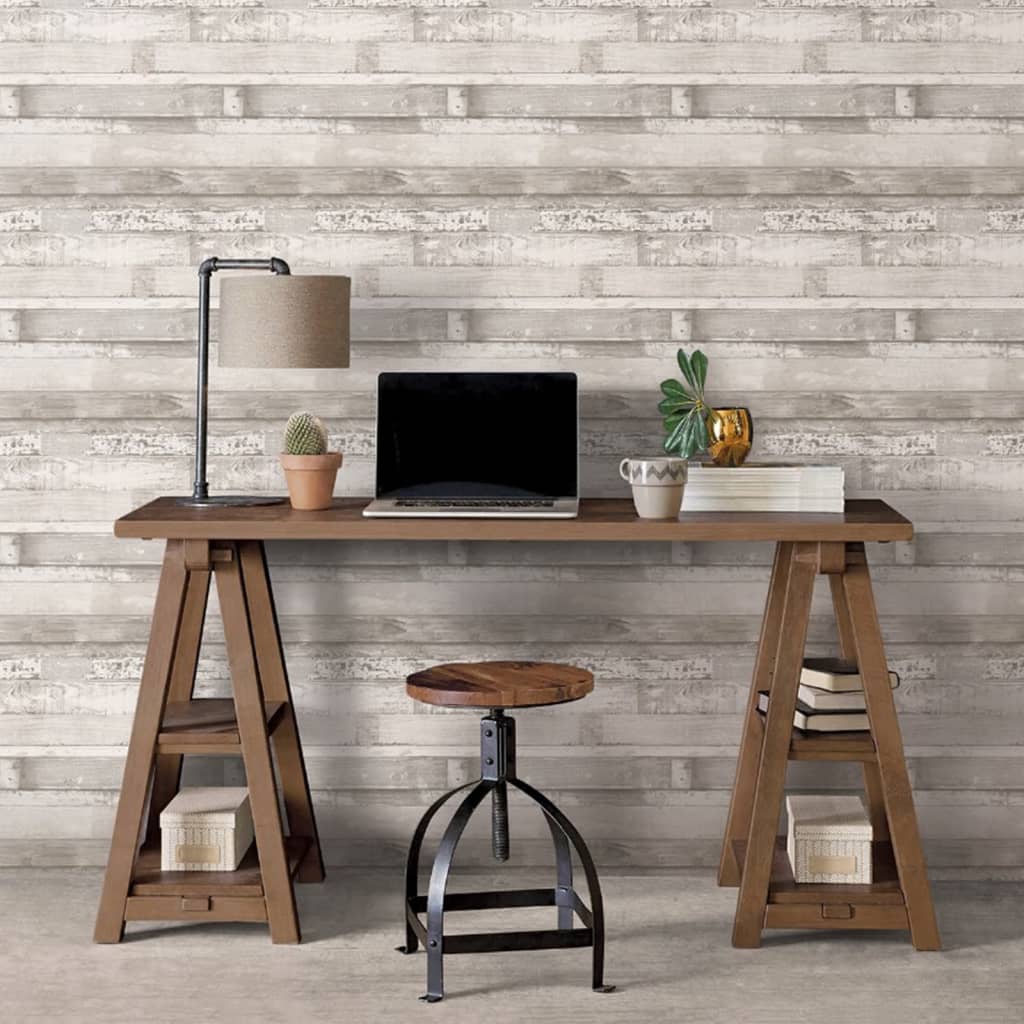 Noordwand Behang Homestyle Wood Gebroken Wit En Grijs