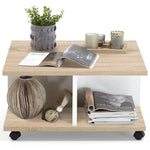 Fmd Salontafel Verplaatsbaar 70X70X36 Cm Eikenkleurig En Glanzend