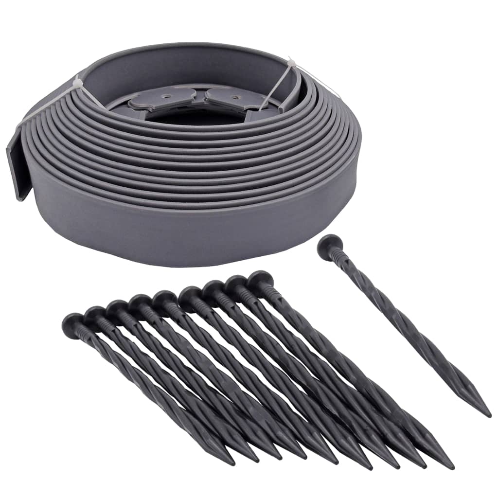 Nature Borderrandset H5 Cm X 10 M Met Grondpennen Grijs