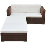-Delige Loungeset Met Kussens Poly Rattan