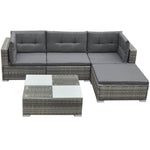 5-Delige Loungeset Met Kussens Poly Rattan Grijs