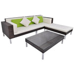 -Delige Loungeset Met Kussens Poly Rattan