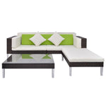 -Delige Loungeset Met Kussens Poly Rattan