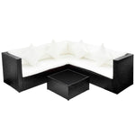 -Delige Loungeset Met Kussens Poly Rattan