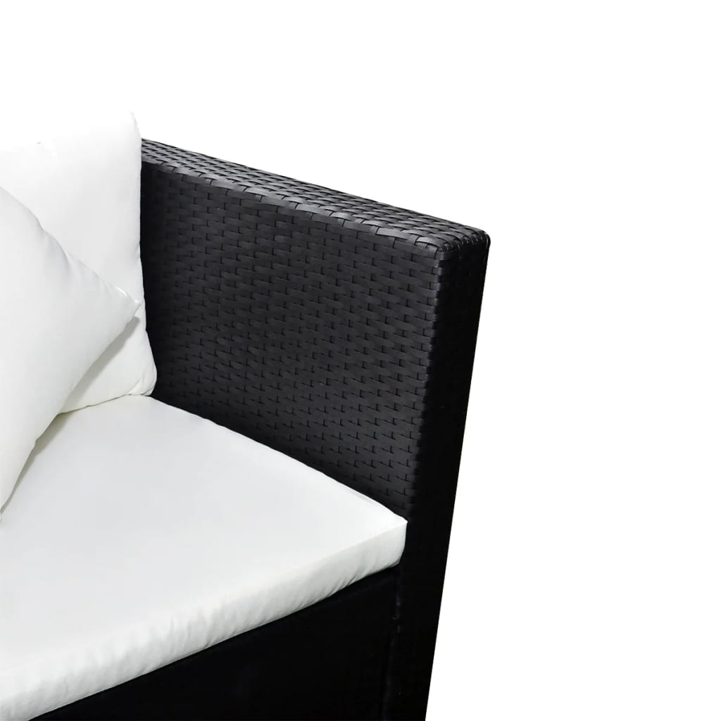 -Delige Loungeset Met Kussens Poly Rattan