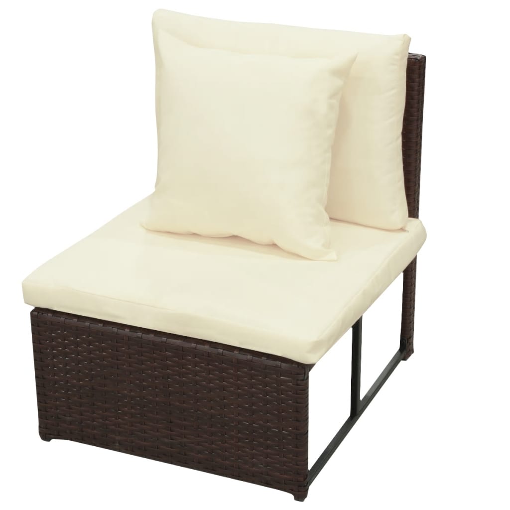 -Delige Loungeset Met Kussens Poly Rattan