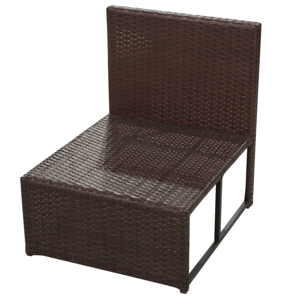 -Delige Loungeset Met Kussens Poly Rattan