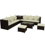 -Delige Loungeset Met Kussens Poly Rattan