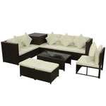 -Delige Loungeset Met Kussens Poly Rattan