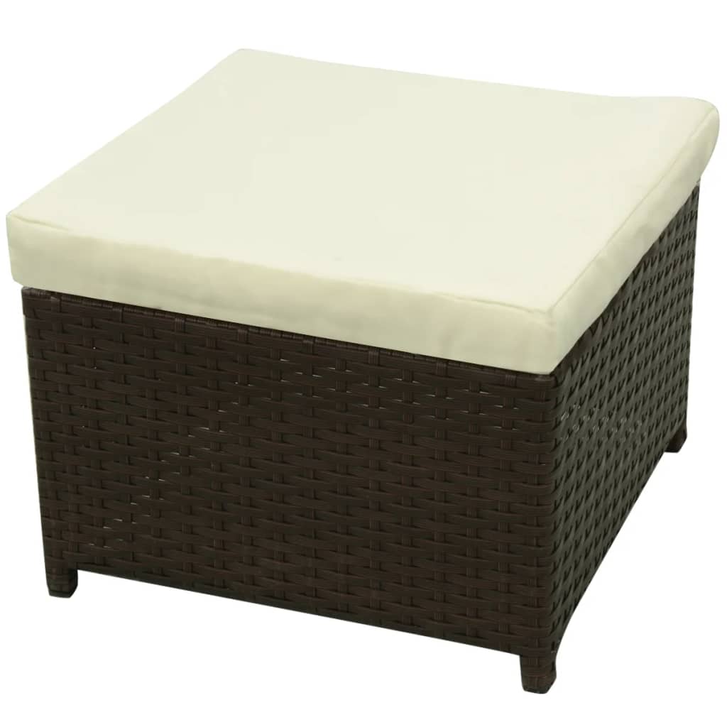 -Delige Loungeset Met Kussens Poly Rattan