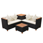 4-Delige Loungeset Met Kussens Poly Rattan Zwart