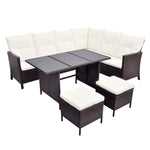 -Delige Loungeset Met Kussens Poly Rattan