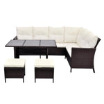 -Delige Loungeset Met Kussens Poly Rattan