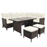 -Delige Loungeset Met Kussens Poly Rattan