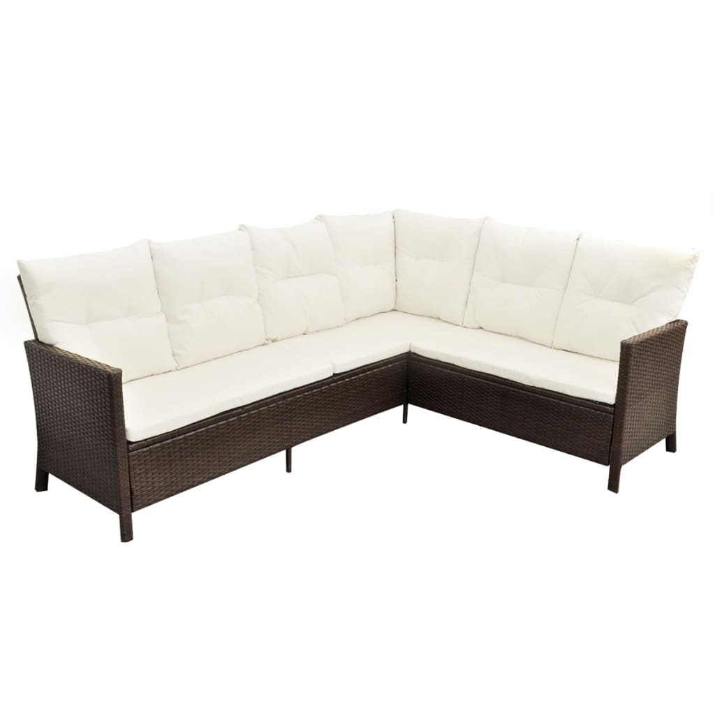 -Delige Loungeset Met Kussens Poly Rattan