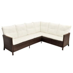 -Delige Loungeset Met Kussens Poly Rattan