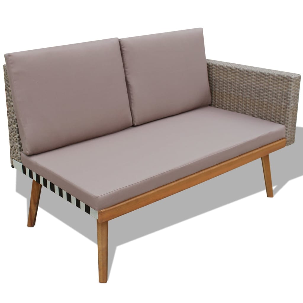 4-Delige Loungeset Met Kussens Poly Rattan Grijs