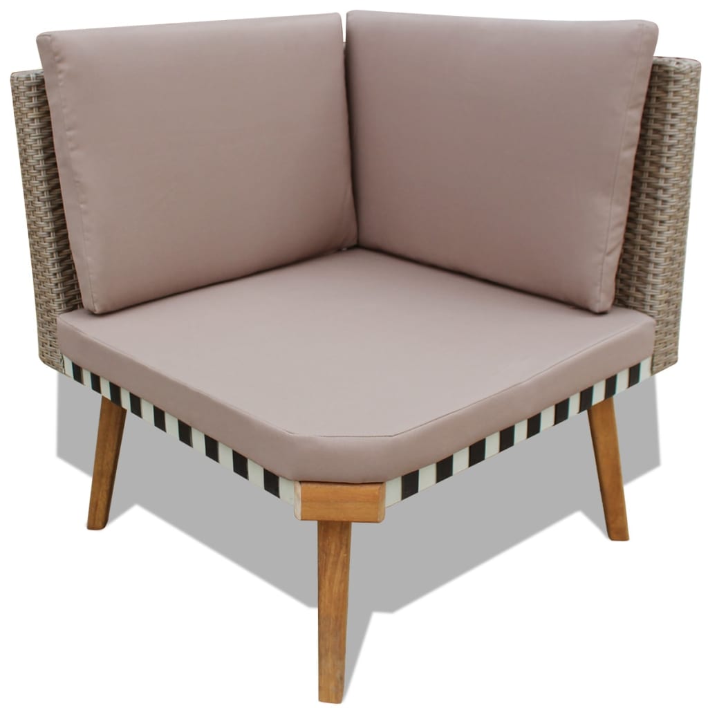 4-Delige Loungeset Met Kussens Poly Rattan Grijs