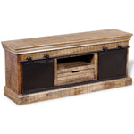 Tv-Meubel Met 2 Schuifdeuren 110X30X45 Cm Massief Mangohout