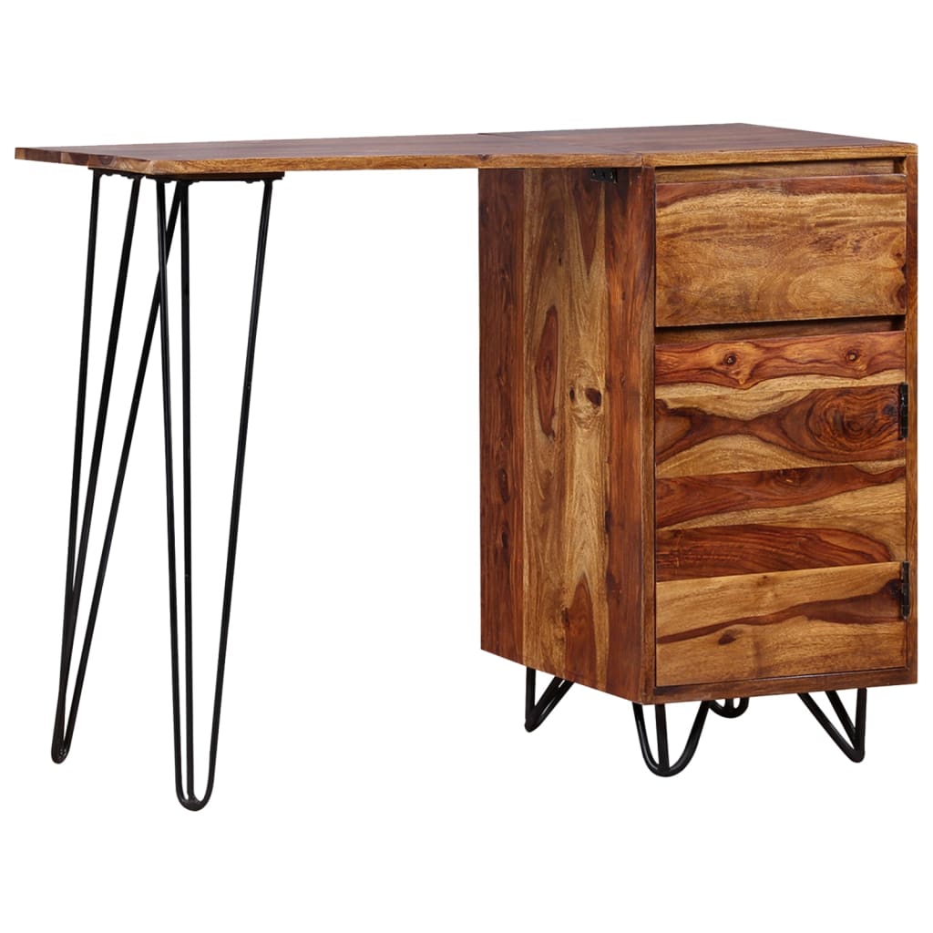 Schrijftafel Met 1 Lade En 1 Kastje Massief Sheeshamhout