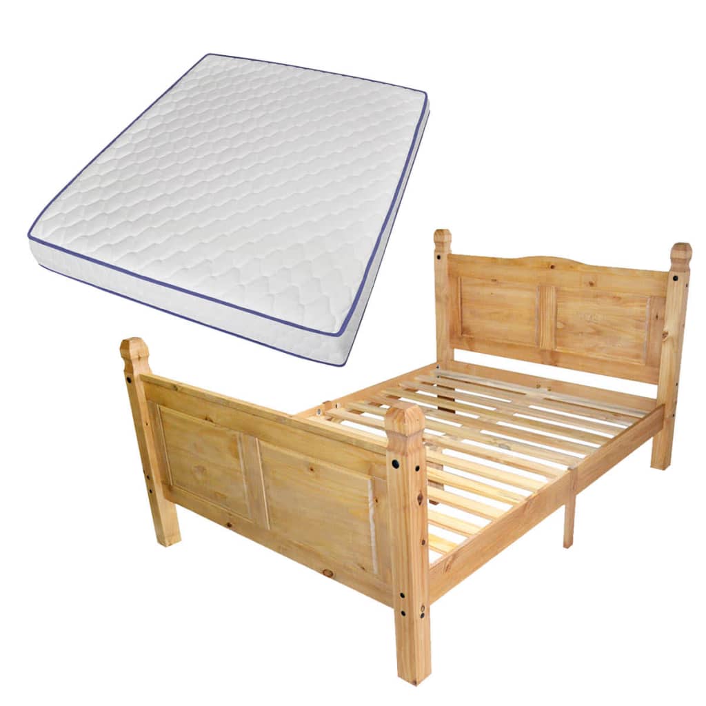 Bed Met Traagschuim Matras Grenenhout Corona-Stijl
