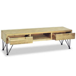 Tv-Meubel 120X35X35 Cm Massief Teakhout Zwart