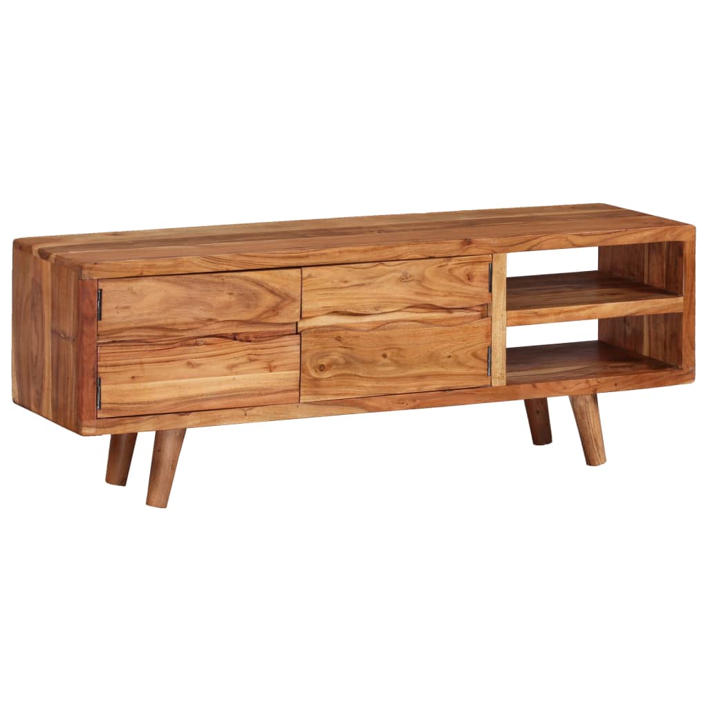 Tv-Meubel Met Bewerkte Deuren 117X30X40 Cm Massief Acaciahout Heldergroen