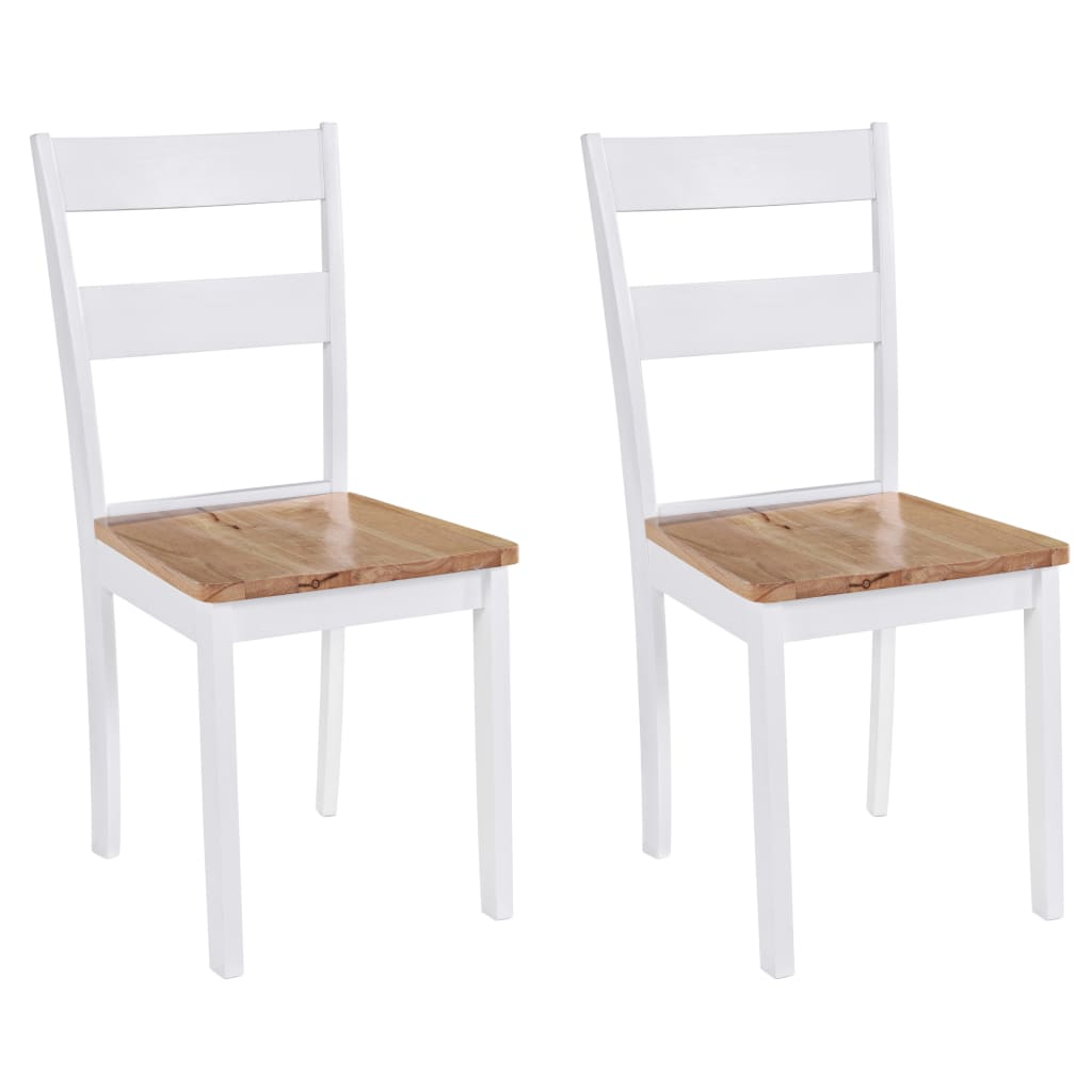 Eetkamerstoelen 2 St Massief Rubberwood Wit
