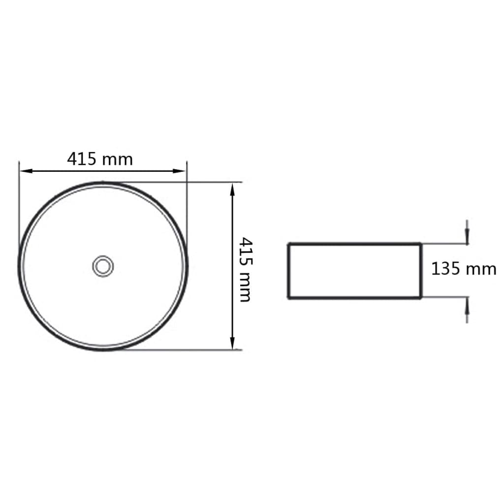 Wastafel Rond 41,5X13,5 Cm Keramiek Zwart