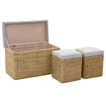 Bankje Met 2 Poefs Zeegras