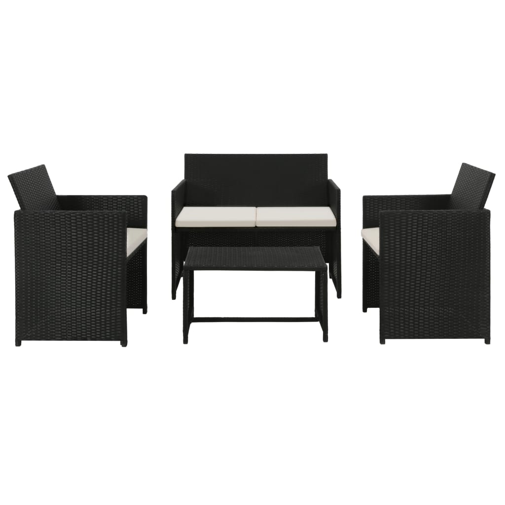 -Delige Loungeset Met Kussens Poly Rattan