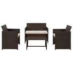 -Delige Loungeset Met Kussens Poly Rattan