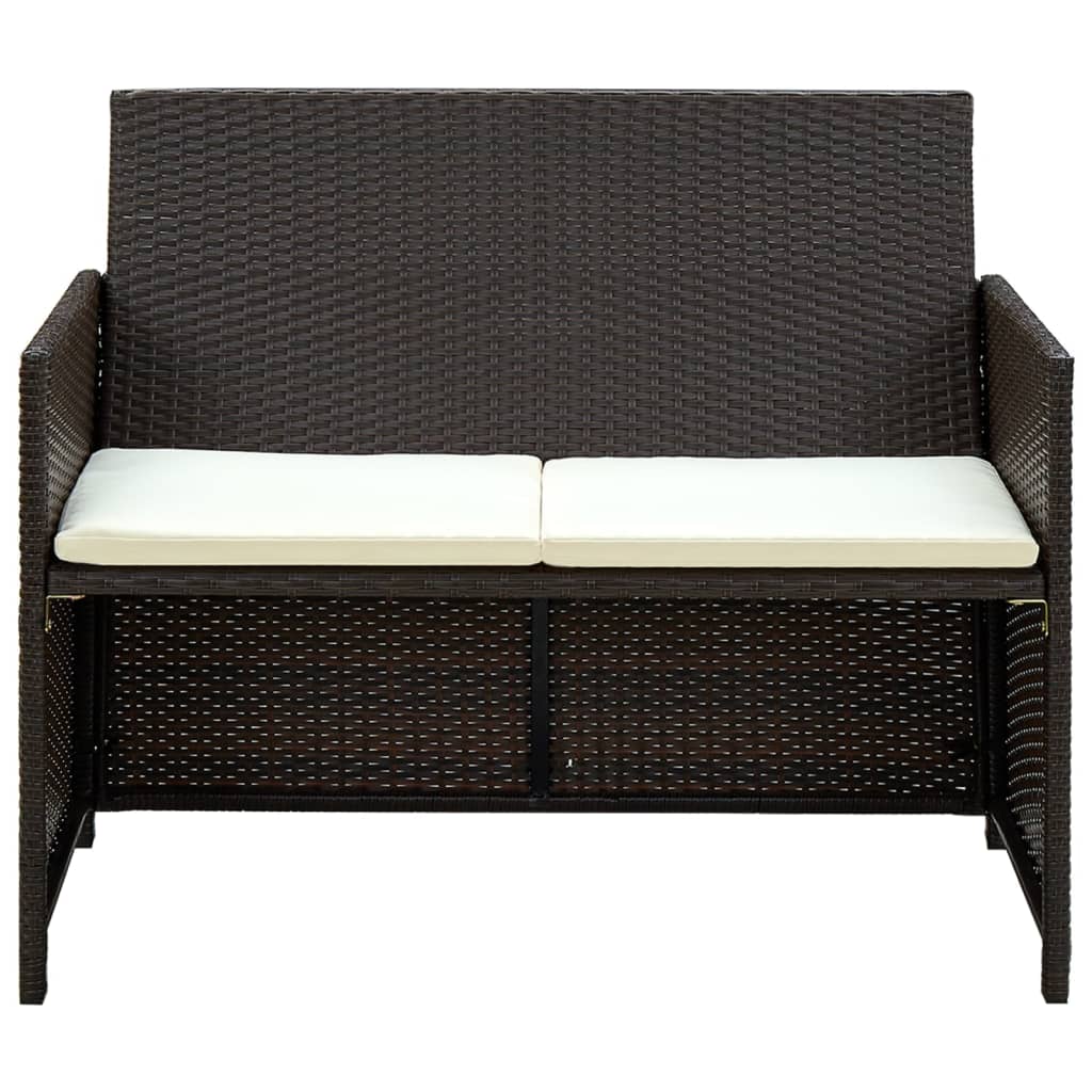 -Delige Loungeset Met Kussens Poly Rattan