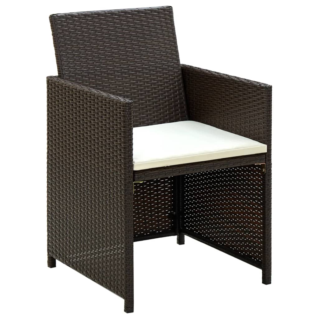 -Delige Loungeset Met Kussens Poly Rattan