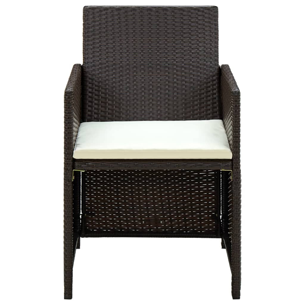-Delige Loungeset Met Kussens Poly Rattan