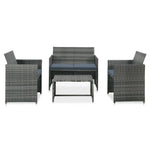 -Delige Loungeset Met Kussens Poly Rattan
