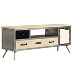 Tv-Meubel 120X30X45 Cm Massief Mangohout En Staal