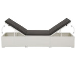 Ligbed Met Kussen Poly Rattan Wit