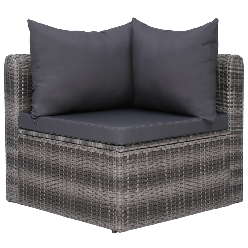 8-Delige Loungeset Met Kussens Poly Rattan Grijs