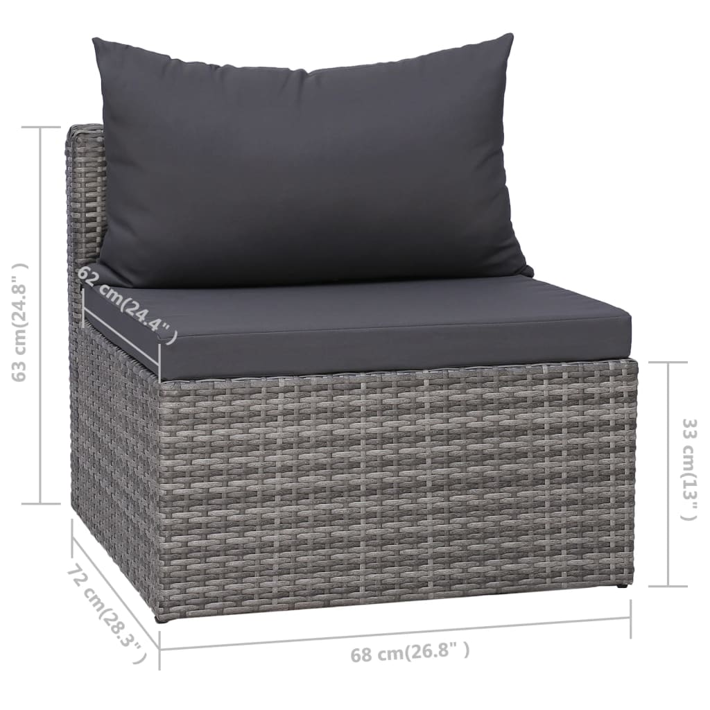 8-Delige Loungeset Met Kussens Poly Rattan Grijs