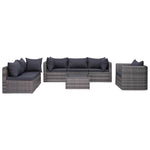 8-Delige Loungeset Met Kussens Poly Rattan Grijs