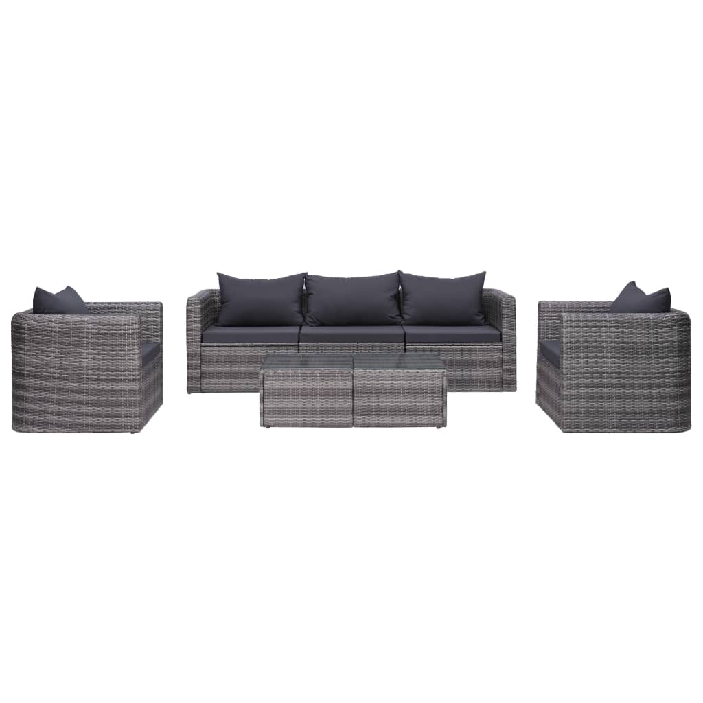 8-Delige Loungeset Met Kussens Poly Rattan Grijs