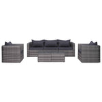 8-Delige Loungeset Met Kussens Poly Rattan Grijs
