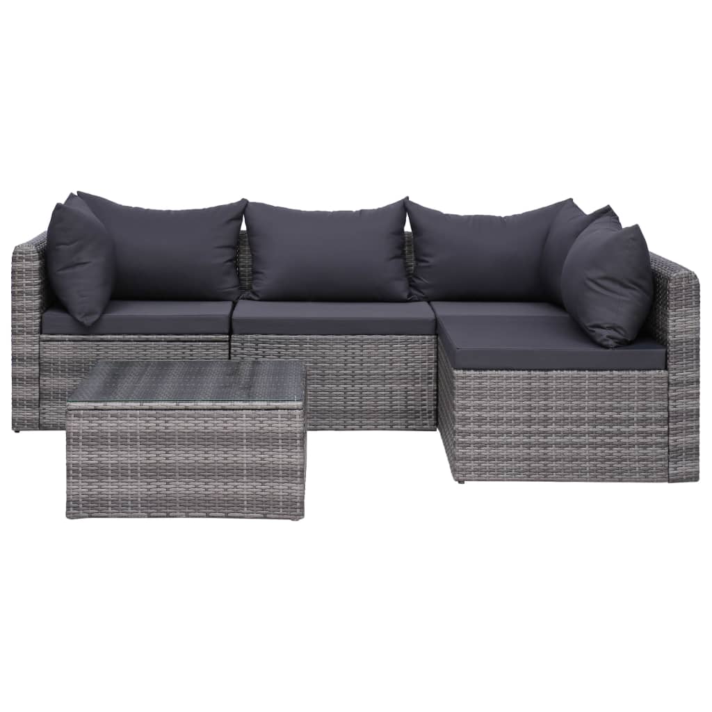 8-Delige Loungeset Met Kussens Poly Rattan Grijs
