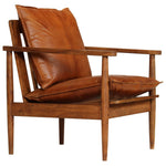 Fauteuil Echt Leer Met Acaciahout