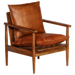 Fauteuil Echt Leer Met Acaciahout
