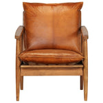 Fauteuil Echt Leer Met Acaciahout
