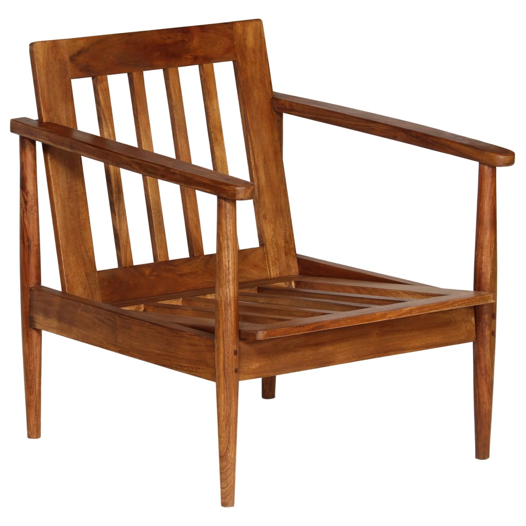 Fauteuil Echt Leer Met Acaciahout