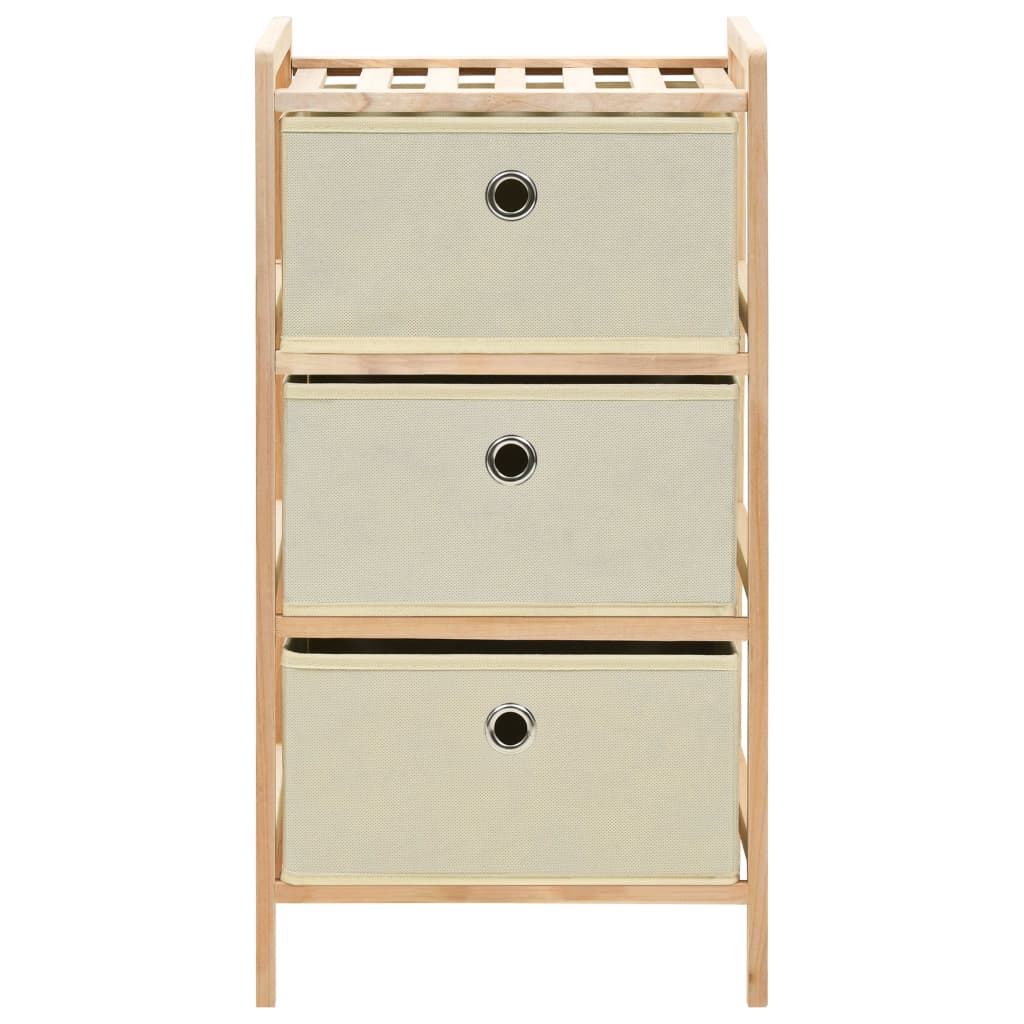 Opbergmeubel Met 3 Stoffen Manden Cederhout Beige