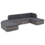 -Delige Loungeset Met Kussens Poly Rattan